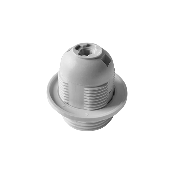 Thermoplastic E27 lamp holder with flange, white Thermoplastic E27 lamp holder with flange, white